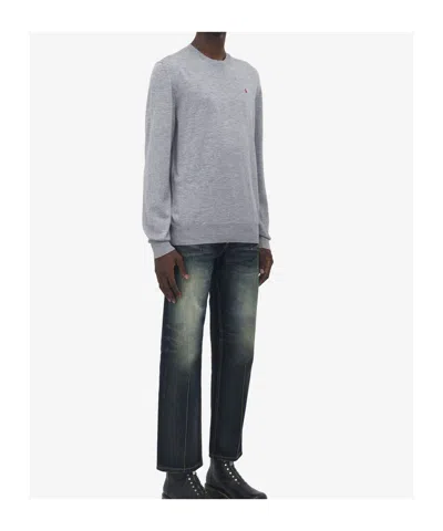 Alexander Mcqueen Sweater With Reverse Skull Motif Embroidered Knitwear Grey In Gray