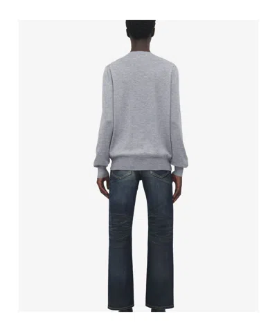 Alexander Mcqueen Sweater With Reverse Skull Motif Embroidered Knitwear Grey In Gray