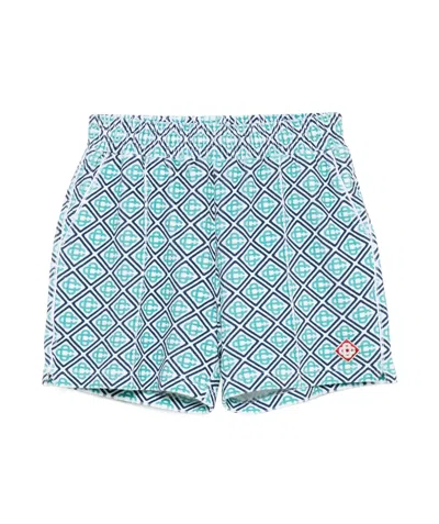 Casablanca Mens Towelling Monogram Stretch-cotton Blend Shorts In Green