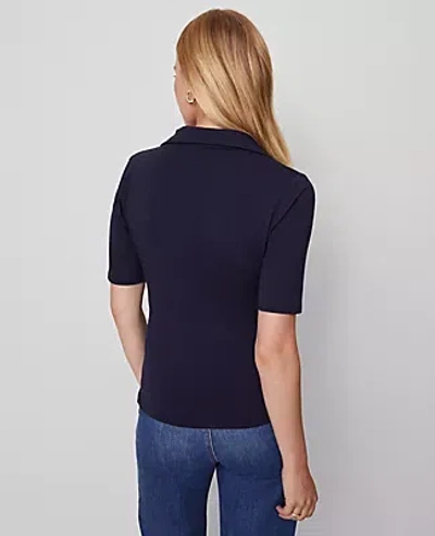 Ann Taylor Weekend Collection Split Neck Polo Top