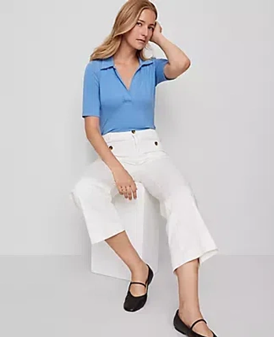 Ann Taylor Weekend Collection Split Neck Polo Top