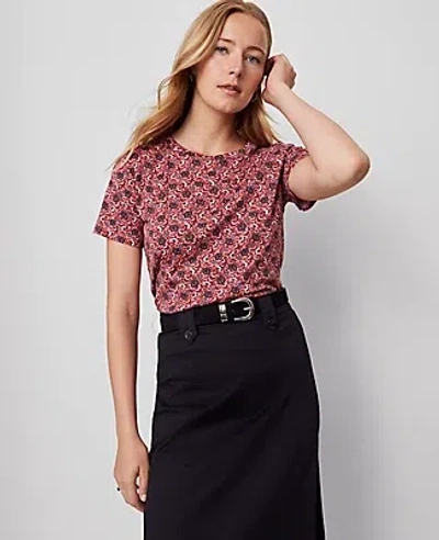 Ann Taylor Weekend Collection Floral Crew Neck Tee