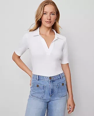 Ann Taylor Weekend Collection Split Neck Polo Top