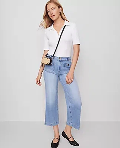Ann Taylor Weekend Collection Split Neck Polo Top
