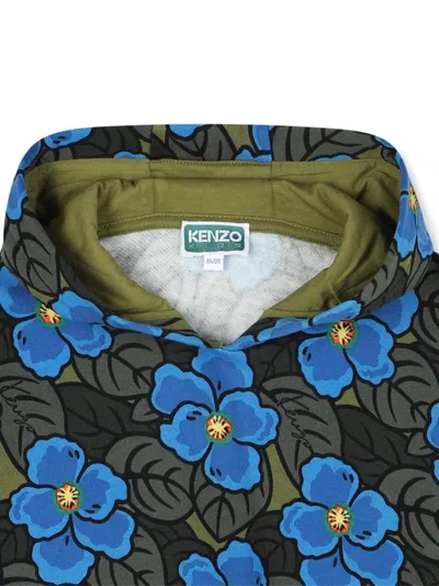 Kenzo Floral-print Hoodie In Multi