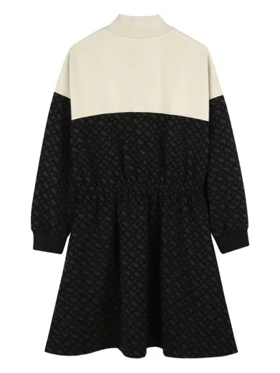 Bosswear Monogram-print Half-zip Panelled Dress In Black