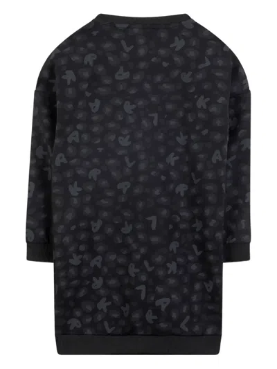 Karl Lagerfeld Leopard-print Sweatshirt Dress In Black