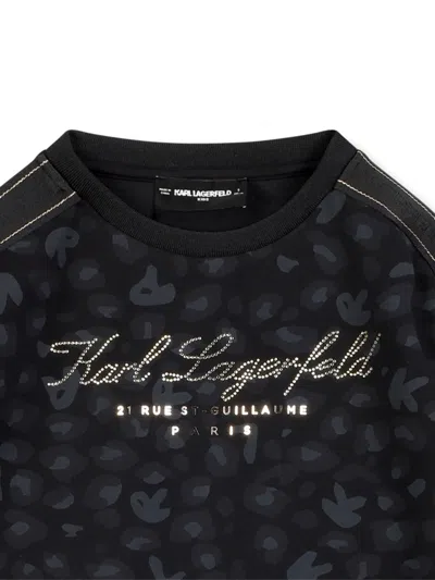 Karl Lagerfeld Leopard-print Sweatshirt Dress In Black