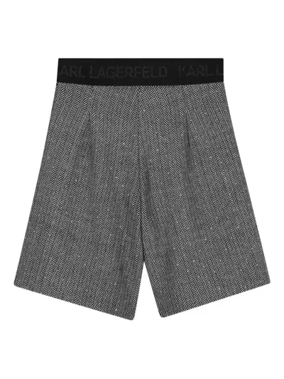 Karl Lagerfeld Herringbone-patterned Shorts In Gray