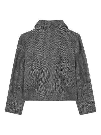 Karl Lagerfeld Herringbone-patterned Cropped Jacket In Gray