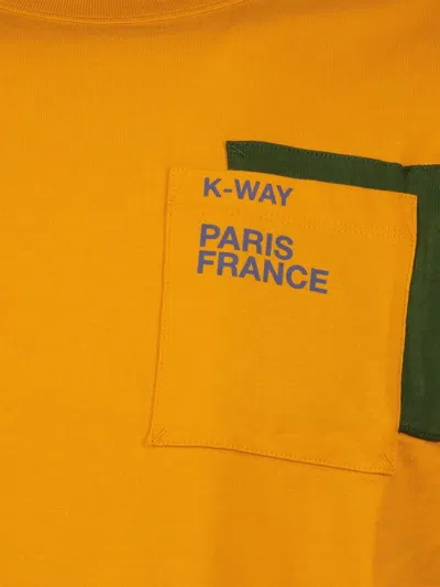 K-way Pocket-detail Cotton T-shirt In Orange