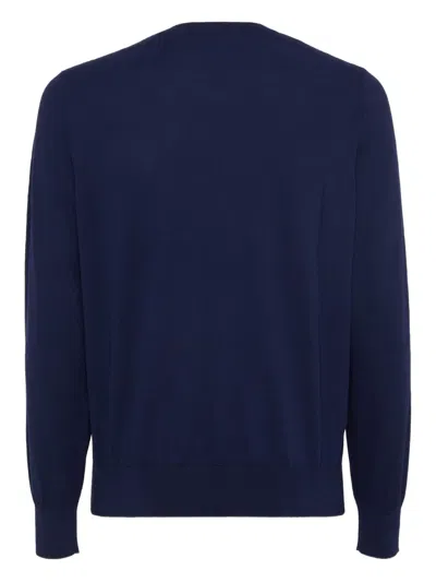 Dsquared2 Ribbed Crewneck Sweater With Cuffs And Hem In Blue