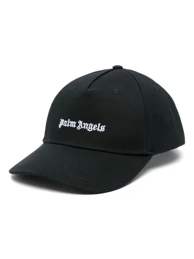 Palm Angels Black Baseball Cap With White Logo Print