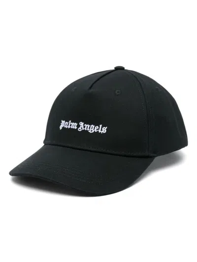 Palm Angels Black Baseball Cap With White Logo Print