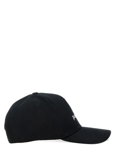 Palm Angels Black Baseball Cap With White Logo Print