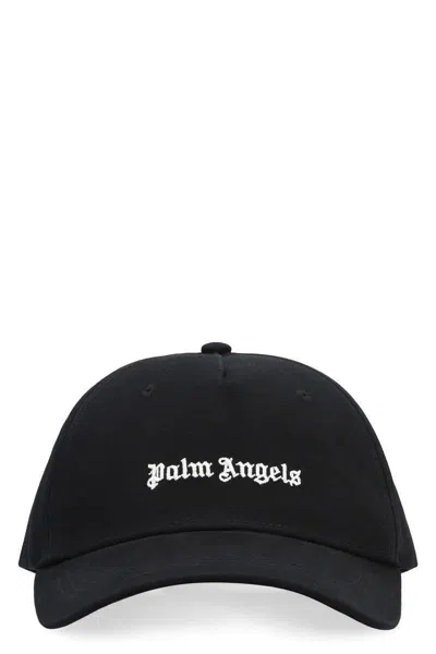 Palm Angels Black Baseball Cap With White Logo Print