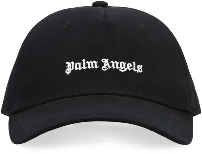 Palm Angels Black Baseball Cap With White Logo Print