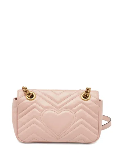 Pre-owned Gucci Gg Marmont Chevron Chain-strap Shoulder Bag In Pink