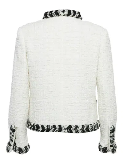 Pre-owned Chanel Tweed Braid-trim Jacket In White