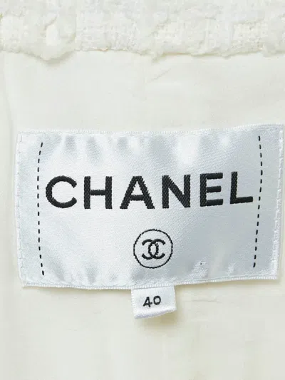 Pre-owned Chanel Tweed Braid-trim Jacket In White