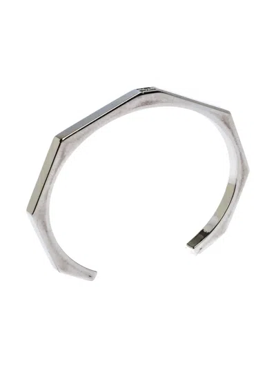 Pre-owned Fendi Ff-logo Open-cuff Bracelet In Silver