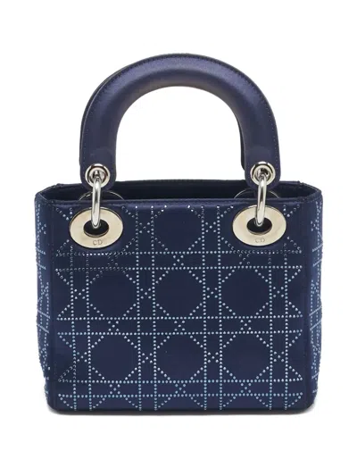 Pre-owned Dior Mini Lady  Tote Bag In Blue