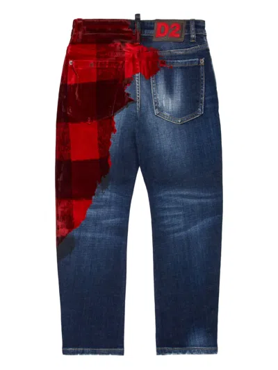 Dsquared2 Check-pattern Jeans In Blue