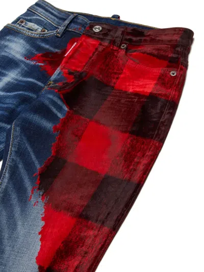Dsquared2 Check-pattern Jeans In Blue