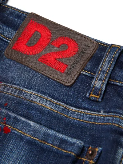 Dsquared2 Check-pattern Jeans In Blue
