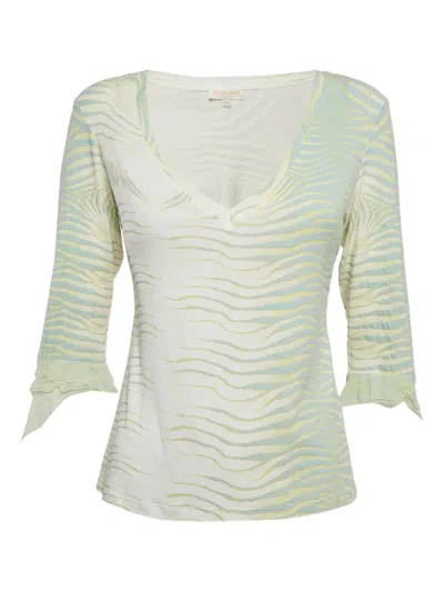 Pre-owned Roberto Cavalli Vintage Zebra-print Top In White