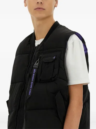 Alpha Industries Quilted Chest-pocket Gilet In Black