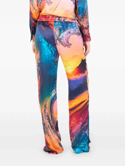 Roberto Cavalli Wave-print Trousers In Multi