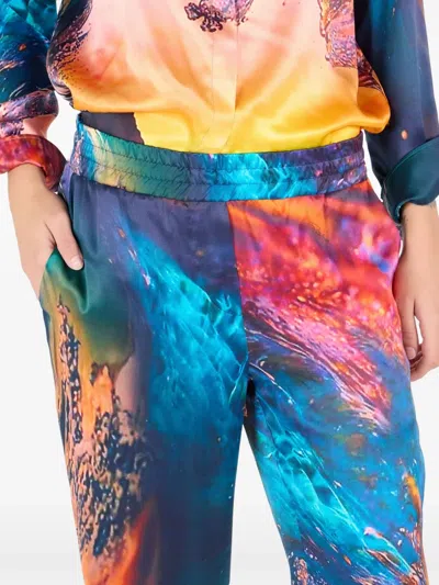 Roberto Cavalli Wave-print Trousers In Multi