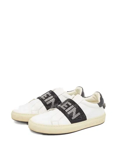 Pre-owned Philipp Plein Crystal-embellishment Leather Sneakers In White