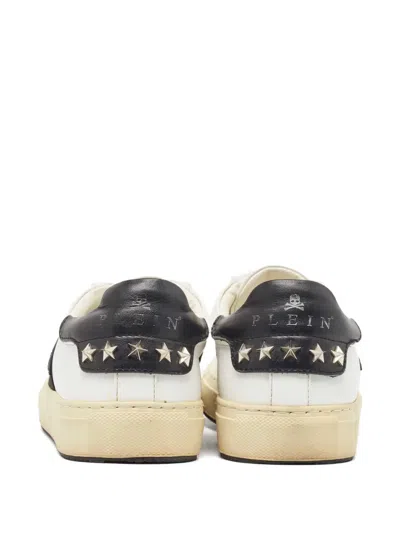 Pre-owned Philipp Plein Crystal-embellishment Leather Sneakers In White