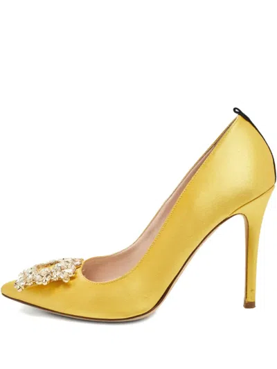 Pre-owned Sjp By Sarah Jessica Parker Crystal-embellishment Satin Pumps