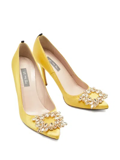 Pre-owned Sjp By Sarah Jessica Parker Crystal-embellishment Satin Pumps