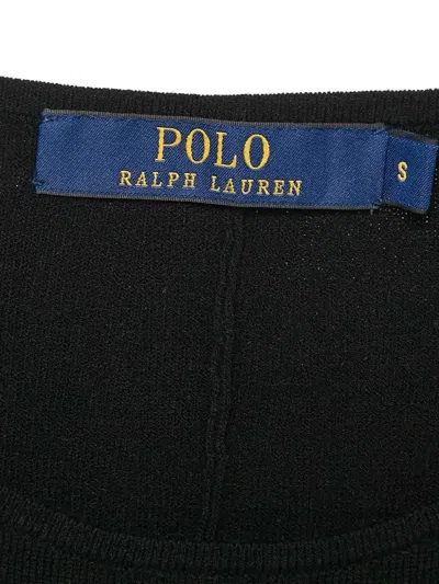 Pre-owned Polo Ralph Lauren Vintage Leather Shoulder Dress In Black