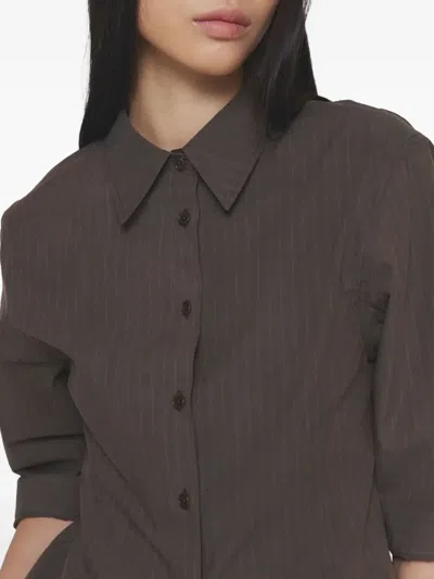 Amomento Pinstripe-pattern Shirt In Brown
