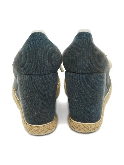 Pre-owned See By Chloé Vintage Rope-detail Wedge Pumps In Blue