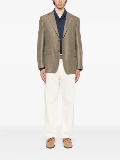Canali Two-button Wool Blazer In Neutral