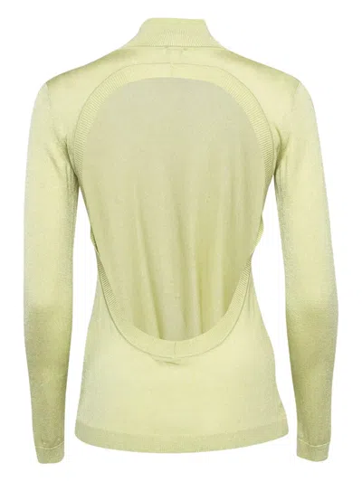 Pre-owned Versace Mock-neck Open-back Top In Green