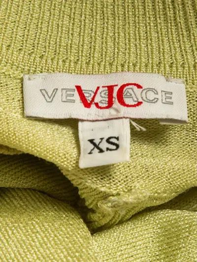 Pre-owned Versace Mock-neck Open-back Top In Green