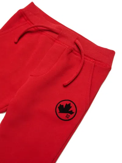 Dsquared2 Cotton Track Pants In Red