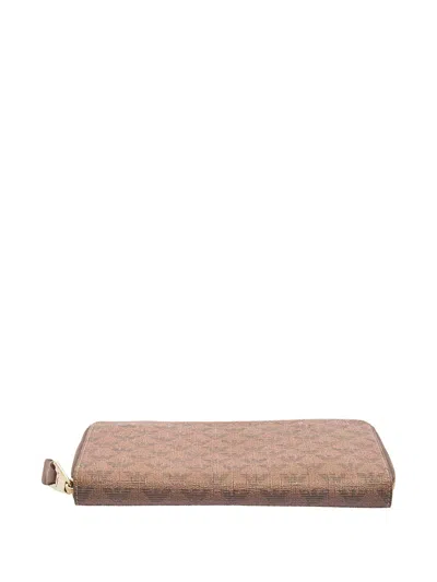 Pre-owned Emporio Armani Logo Zip-around Wallet In Brown