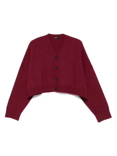 Maje Cropped Cardigan In Red
