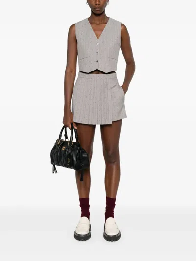 Maje Pinstriped Skorts In Gray