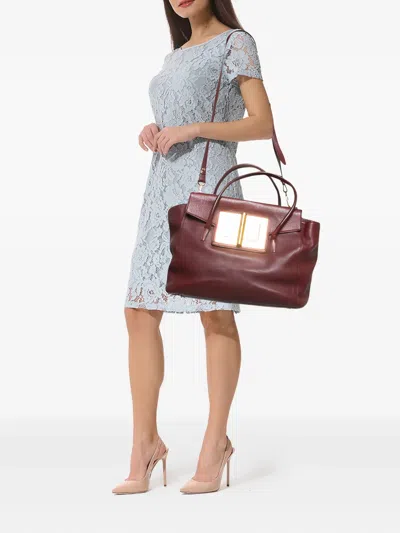 Pre-owned Tom Ford Leather Tote Bag In Red
