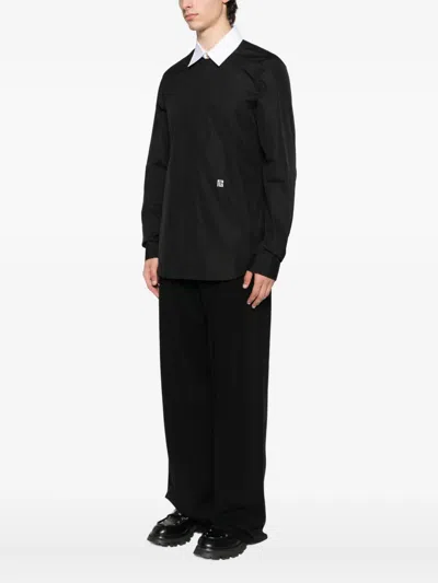Balmain Collar Contrast Long Sleeves Shirt In Black