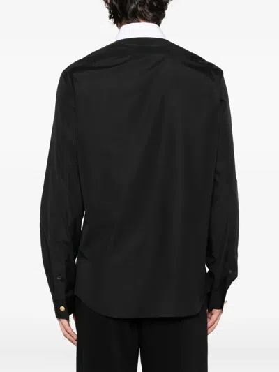Balmain Collar Contrast Long Sleeves Shirt In Black